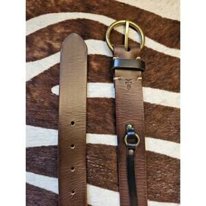 Frye Women's Brown Leather Belt 42 Inches Long Brass Buckle Sz L